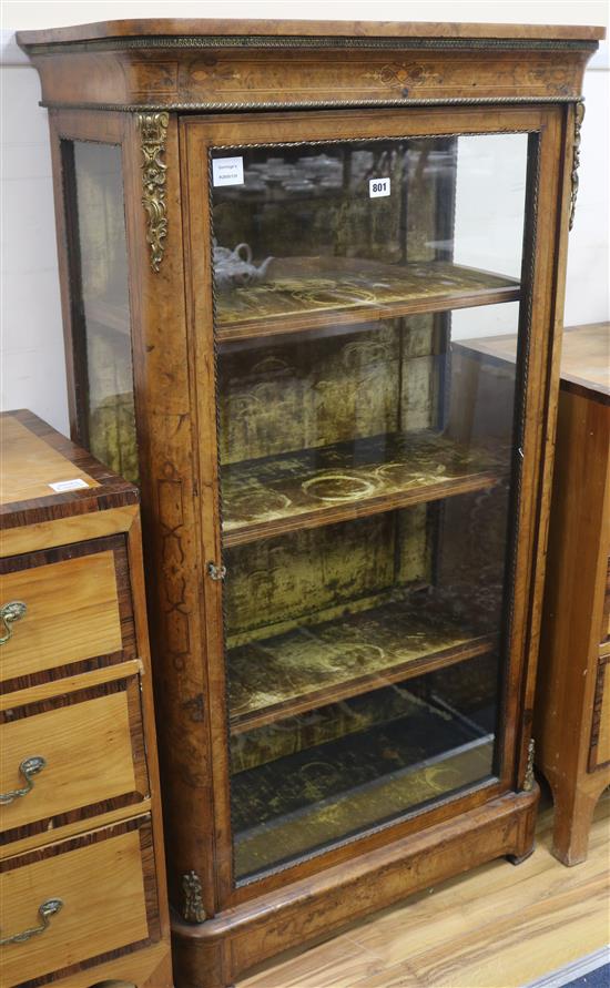A late 19th cnetury French marquetry vitrine, H.134cm
